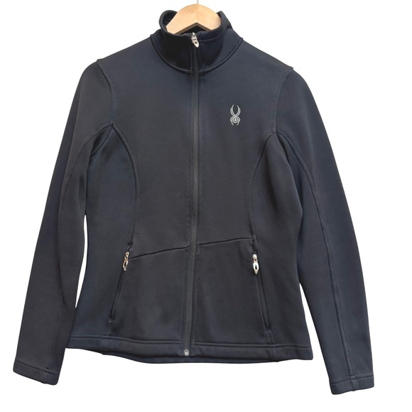 Spyder Full Zip Women's Jacket Athletic Lightweight Fitted Black Coat Medium - Picture 1 of 8